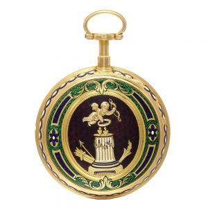 A French gold and enamel centre seconds watch Circa 1780