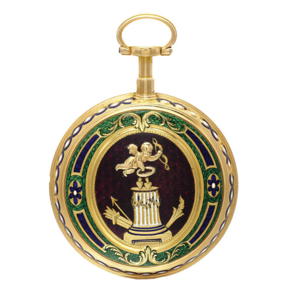 A French gold and enamel centre seconds watch Circa 1780