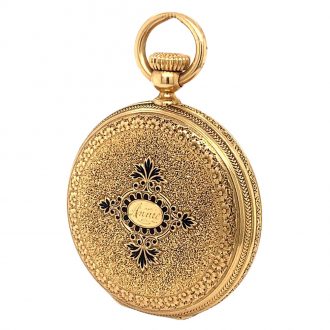 Swiss ornamental gold enamel lady's pocket watch Circa 1867