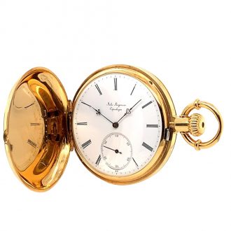 Danish gold full hunter watch with patented hand setting circa 1868