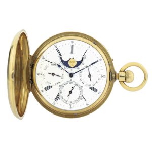 Swiss gold watch with calendar and moon phases Circa 1860