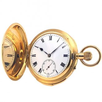 Swiss gold minute repeating keyless pocket watch Circa 1905