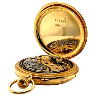 Swiss gold minute repeating keyless pocket watch Circa 1905
