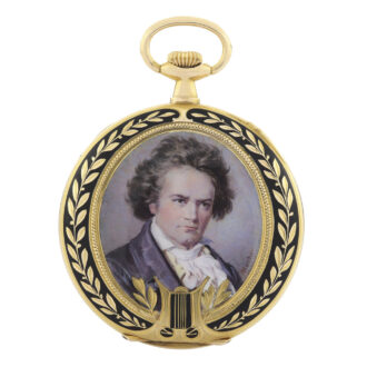 Fine Swiss gold watch with a portrait of Beethoven Circa 1930