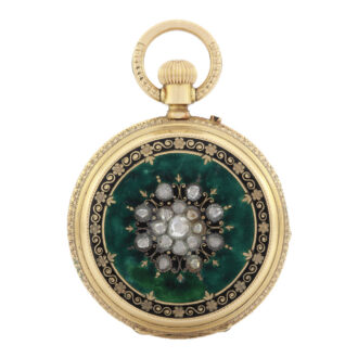 A Swiss gold, enamel and diamond-set watch Circa 1880
