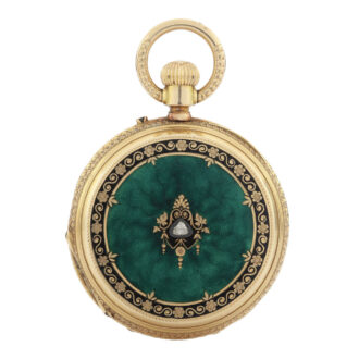 A Swiss gold, enamel and diamond-set watch Circa 1880