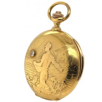 Swiss minute repeating hunting cased pocket watch Circa 1900