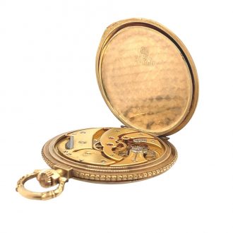 Flat decorative Swiss gold enamel lever pocket watch, circa 1910