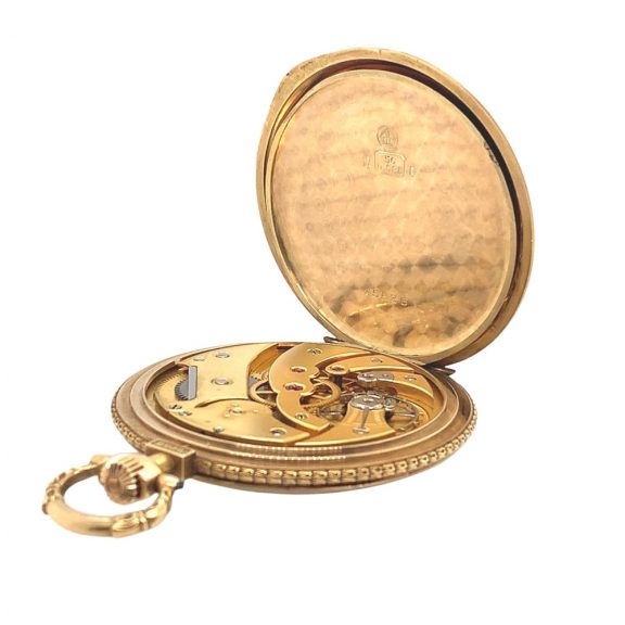 Flat decorative Swiss gold enamel lever pocket watch, circa 1910 Flat decorative Swiss gold enamel lever pocket watch, circa 1910