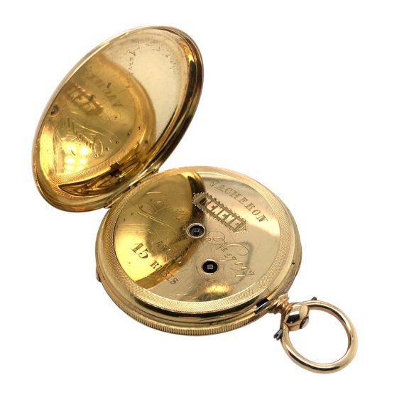 Swiss gold lever pocket watch with enamel portrait Circa 1833 Swiss gold lever pocket watch with enamel portrait Circa 1833