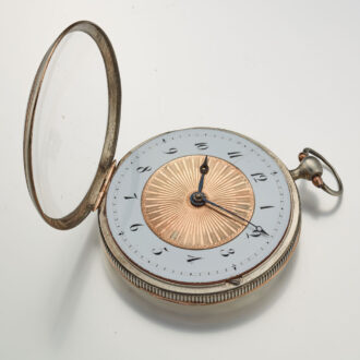 A Swiss silvered verge watch with a unusual dial Circa 1830