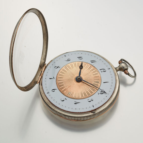 A Swiss silvered verge watch with a unusual dial Circa 1830 A Swiss silvered verge watch with a unusual dial Circa 1830