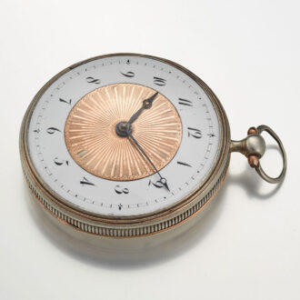 A Swiss silvered verge watch with a unusual dial Circa 1830