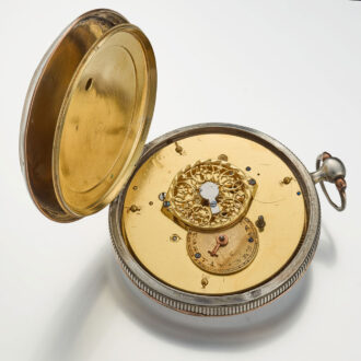 A Swiss silvered verge watch with a unusual dial Circa 1830