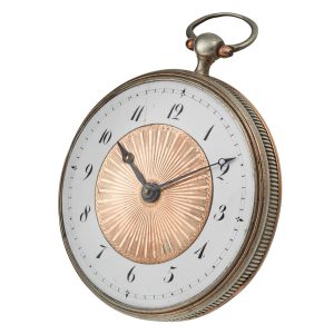 A Swiss silvered verge watch with a unusual dial Circa 1830