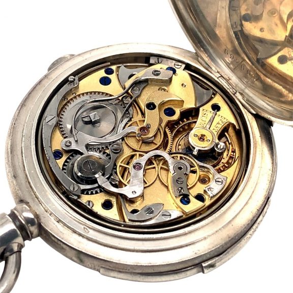 Swiss minute repeating pocket watch with chronograph Circa 1890 Swiss minute repeating pocket watch with chronograph Circa 1890
