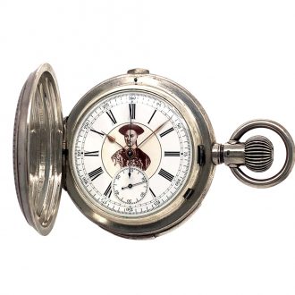 Swiss minute repeating pocket watch with chronograph Circa 1890