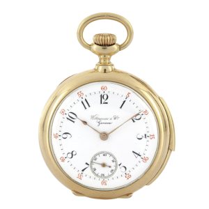 Unusual Swiss 18k gold minute repeating watch Circa 1910