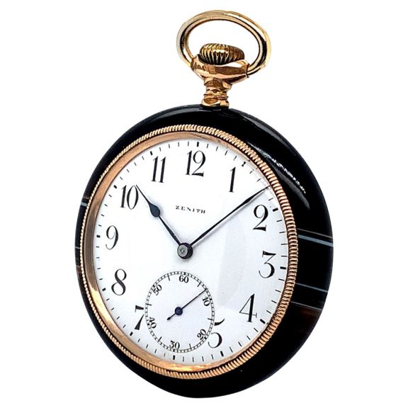 Fine Swiss agate open faced lever pocket watch Circa 1906 Fine Swiss agate open faced lever pocket watch Circa 1906
