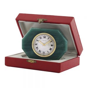 French gilt keyless aventurine quartz clock Circa 1950