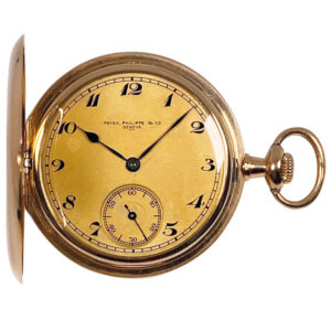 Flat Swiss gold keyless hunting cased pocket watch Circa 1917
