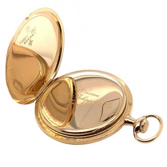 Flat Swiss gold keyless hunting cased pocket watch Circa 1917