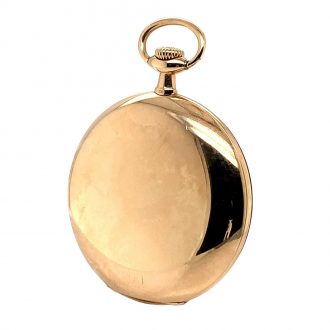 Flat Swiss gold keyless hunting cased pocket watch Circa 1917