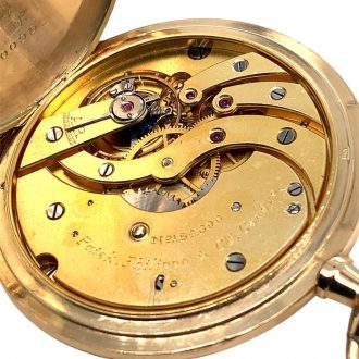 Flat Swiss gold keyless hunting cased pocket watch Circa 1917