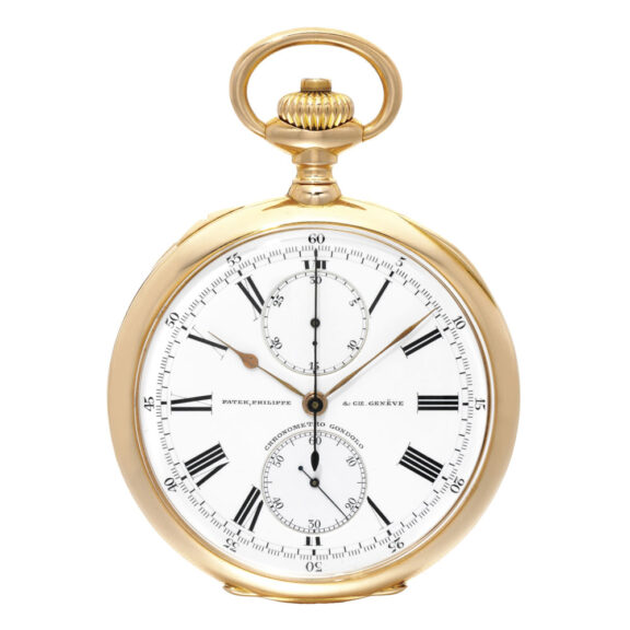Gold Swiss chronograph watch with registers Circa 1906
