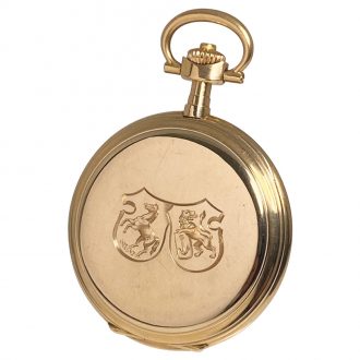 Swiss 14K gold keyless hunting cased pocket watch Circa 1914