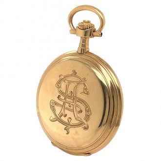 Swiss 14K gold keyless hunting cased pocket watch Circa 1914