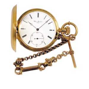 Heavy Swiss gold lever hunting cased pocket watch Circa 1873