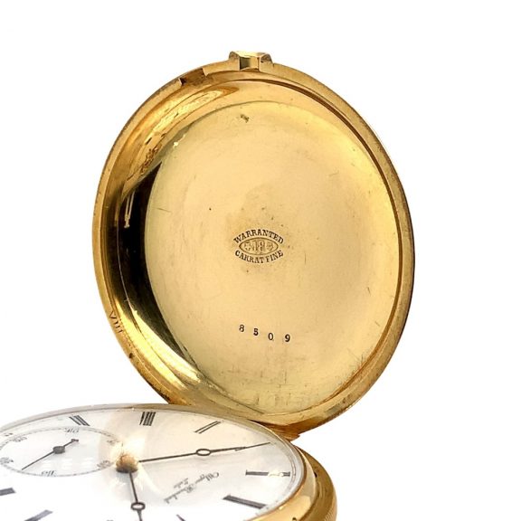 Heavy Swiss gold lever hunting cased pocket watch Circa 1873 Heavy Swiss gold lever hunting cased pocket watch Circa 1873