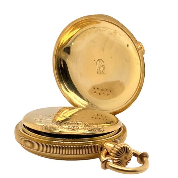 Heavy Swiss gold lever hunting cased pocket watch Circa 1873 Heavy Swiss gold lever hunting cased pocket watch Circa 1873