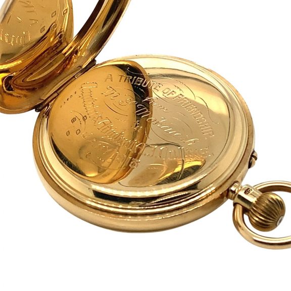 Fine English 18K gold half hunting cased lever watch Circa 1902 Fine English 18K gold half hunting cased lever watch Circa 1902