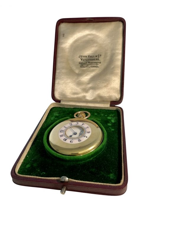 Fine English 18K gold half hunting cased lever watch Circa 1902 Fine English 18K gold half hunting cased lever watch Circa 1902