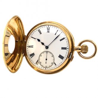 Fine English 18K gold half hunting cased lever watch Circa 1902
