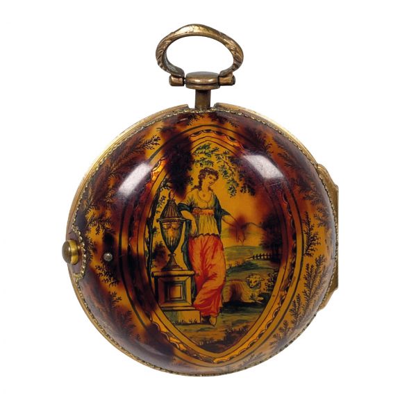 English watch in under painted tortoiseshell pair cases Circa 1770 English watch in under painted tortoiseshell pair cases Circa 1770