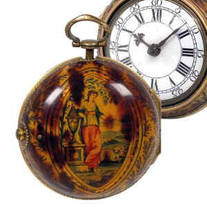 English watch in under painted tortoiseshell pair cases Circa 1770