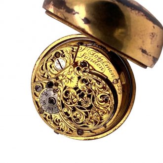 English watch in under painted tortoiseshell pair cases Circa 1770
