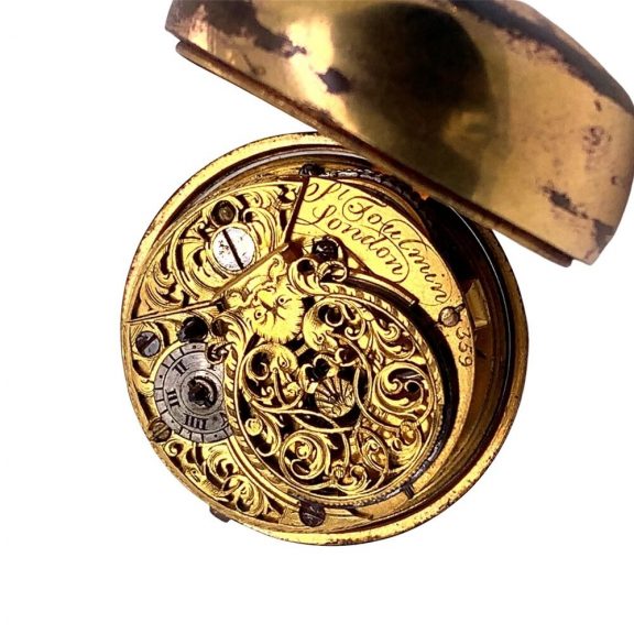 English watch in under painted tortoiseshell pair cases Circa 1770 English watch in under painted tortoiseshell pair cases Circa 1770
