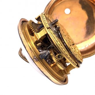 English watch in under painted tortoiseshell pair cases Circa 1770