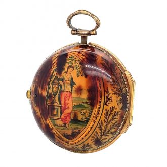 English watch in under painted tortoiseshell pair cases Circa 1770