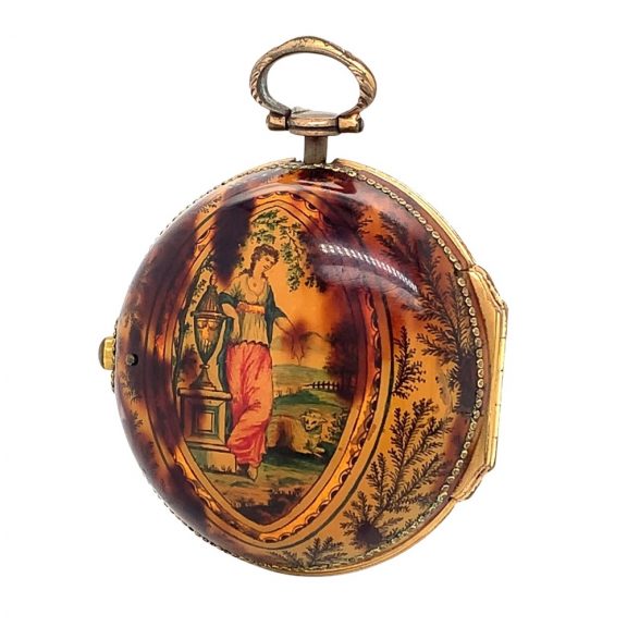 English watch in under painted tortoiseshell pair cases Circa 1770 English watch in under painted tortoiseshell pair cases Circa 1770