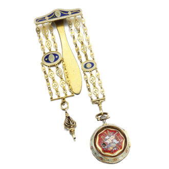 English gold and enamel verge with chatelaine Circa 1803