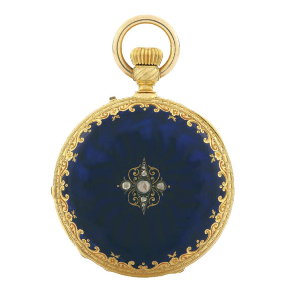 Swiss gold, enamel and diamond-set lever watch Circa 1880 Swiss gold, enamel and diamond-set lever watch Circa 1880