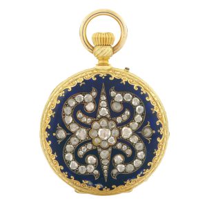 Swiss gold, enamel and diamond-set lever watch Circa 1880