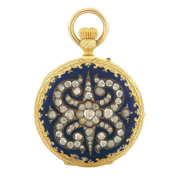 Swiss gold, enamel and diamond-set lever watch Circa 1880
