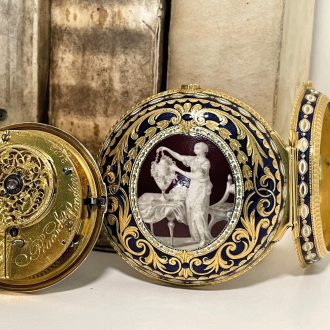 English early gold enamel pair cased pocket watch Circa 1774