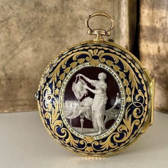 English early gold enamel pair cased pocket watch Circa 1774